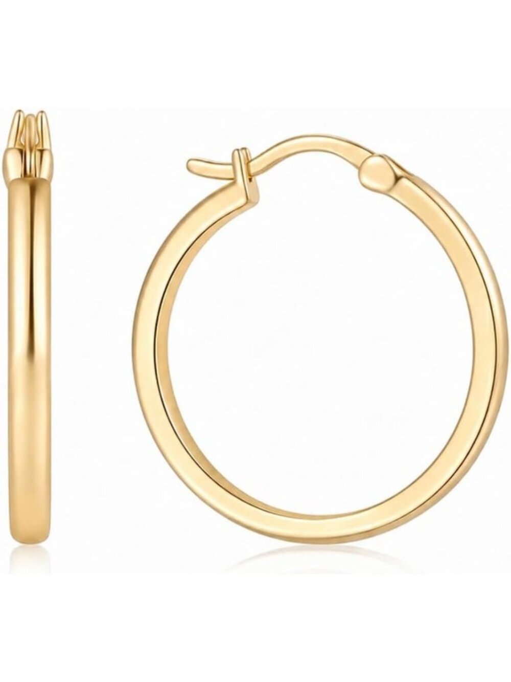 Minimalist 14k Yellow Gold Hoops Earrings for Women - Lightweight Jewelry Gift